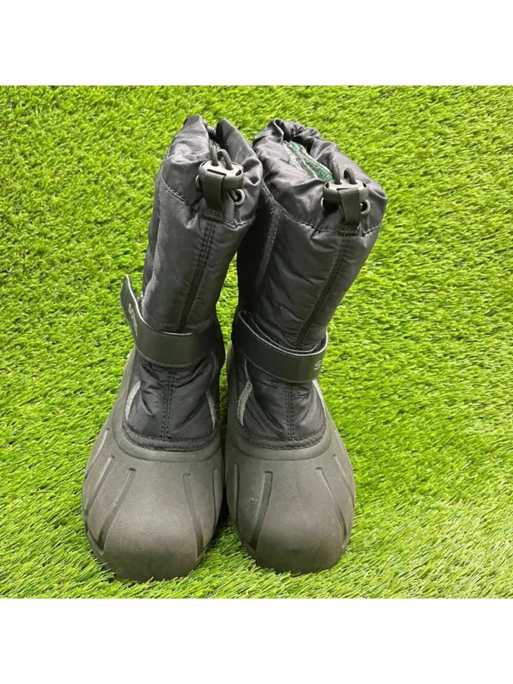 Sorel Flurry Boys Size 3Y Black Outdoor Waterproof Pull On Winter Snow Boots